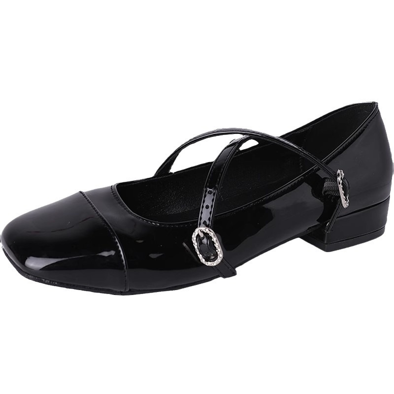 2025 hot free shipping designer shoes for womens Ballet leather shoes black red sliver Spring and Autumn new square toe low order shoes