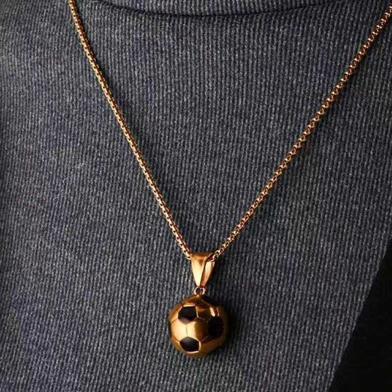 Trendmen Hiphop Rock Rapper Football Soccer Stainless Steel Pendant Necklaces For Men Bro Fashion Metal Clavicle Chain Jewelry X250224