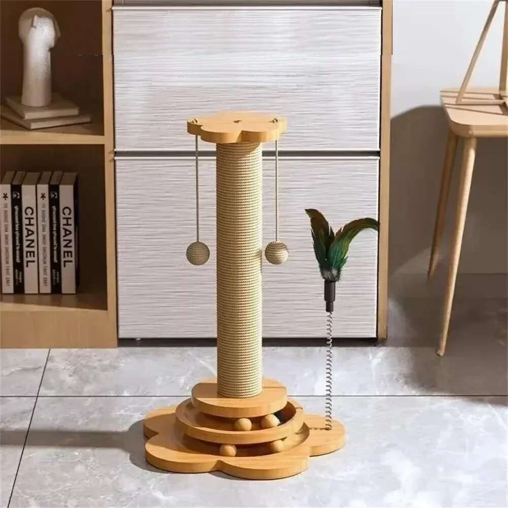 Pet Toy cat scratcher Turntable Funny Stick Balls Durable Sisal Scratching Board Supplies Cat Grab Column