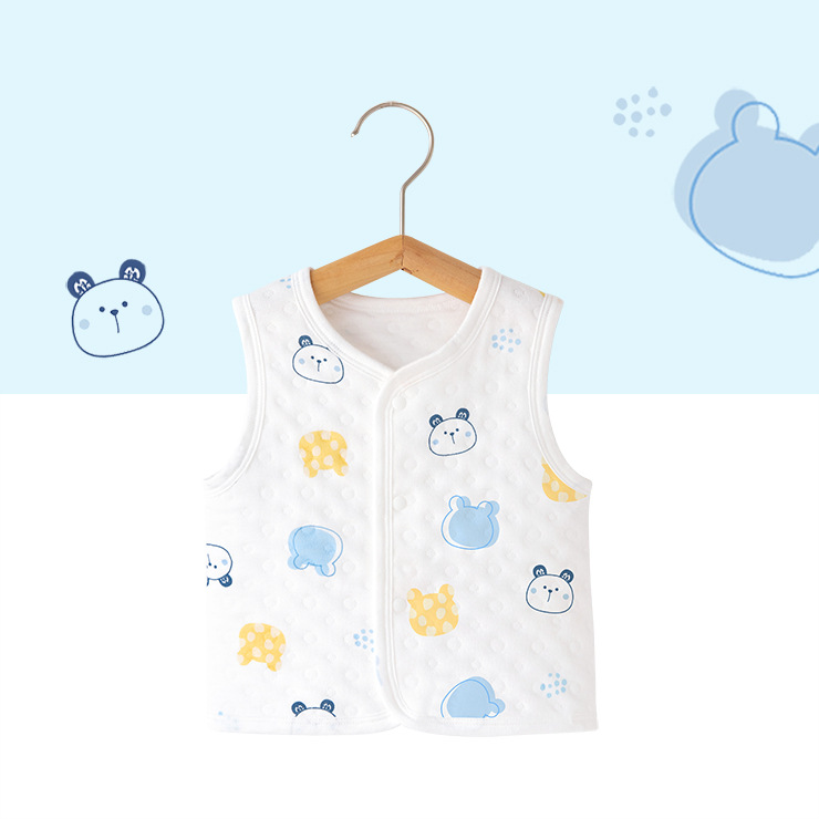 Baby vest for spring, autumn, and winter wear, baby warm jacket with cotton clip, small camisole, men's and women's vest, pure cotton