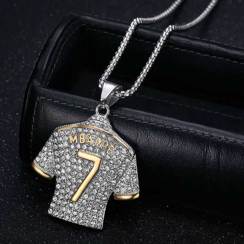 HNSP Stainless Steel Mens Jersey Pendant Chain Necklace Hip Hop Jewelry Football Accessories For Men Boy Soccer Gift X250224