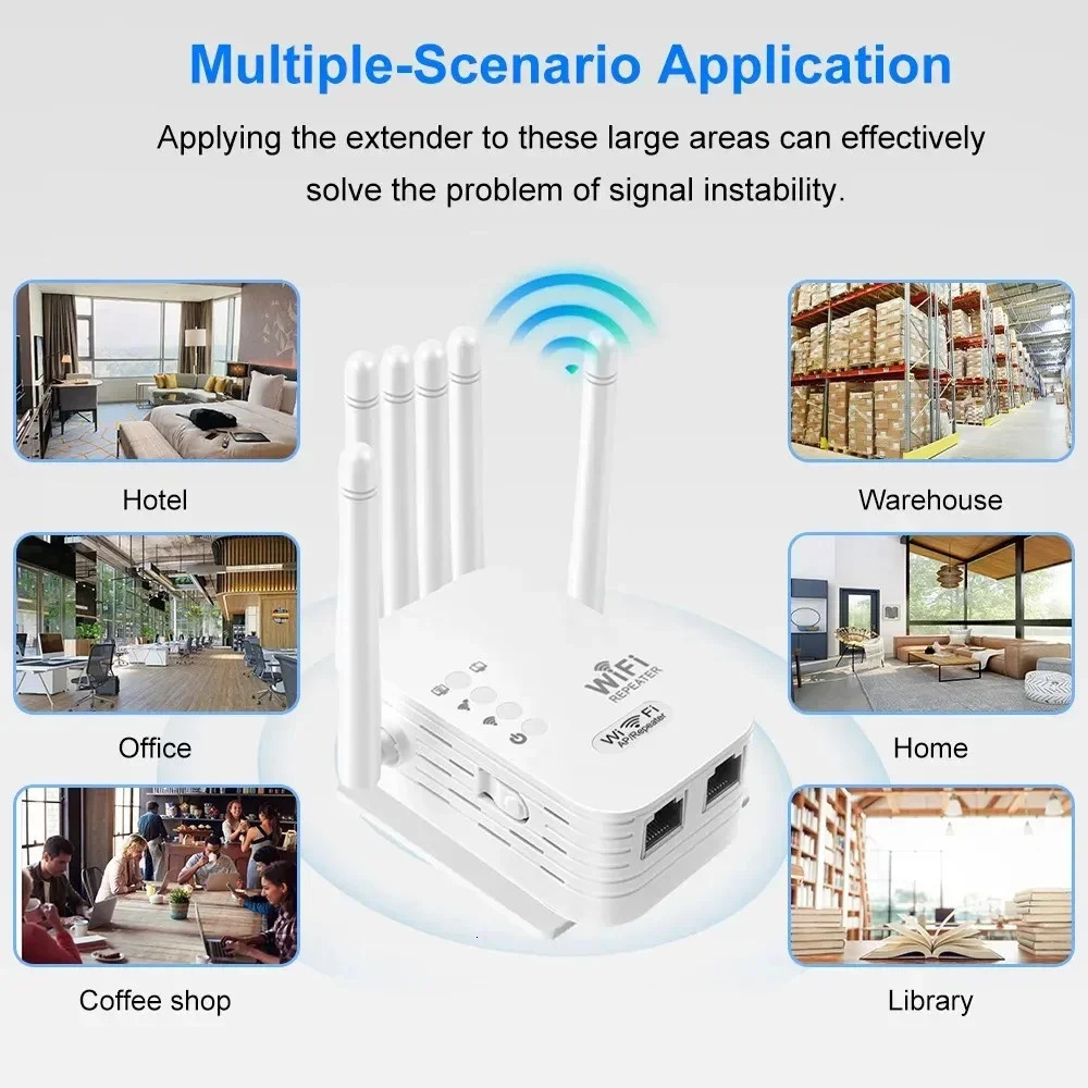 1200Ms Wireless WiFi Repeater 24G 5G Dual Band Router Signal Extender Long Range Amplifier WIFI Booster 250213