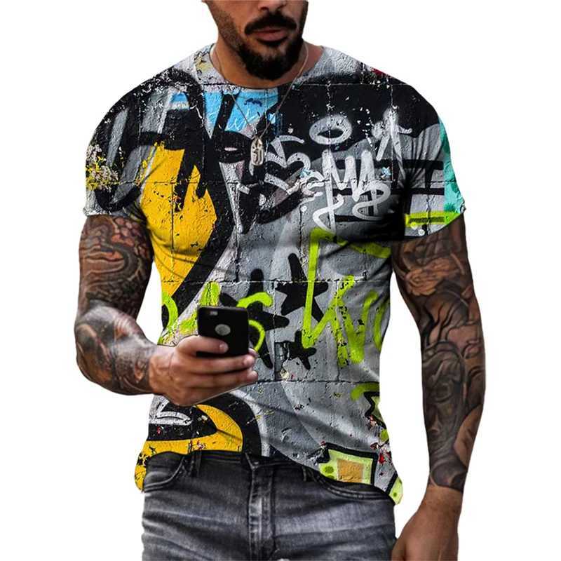 Summer New 3D Printed Graffiti Men T-shirts 2023 Trend Fashion Casual Street Art oversized t shirt Hip Hop harajuku O-neck Tees W250224