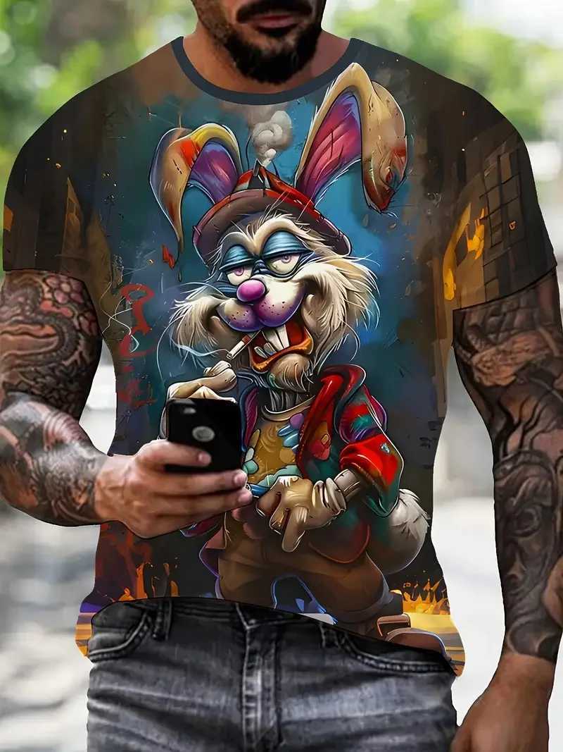 Funny Mens T Shirt Cartoon Duck Print Summer Casual Short Sleeve Pullover Fashion T-shirts Outdoor Male Overszied Clothing W250224