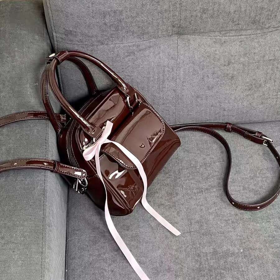 Women Fashion Patent Leather Backpacks Solid Soft Brown Pu Small Handbag Portable Female Commute Square Shoulder Pack Lady Purse2
