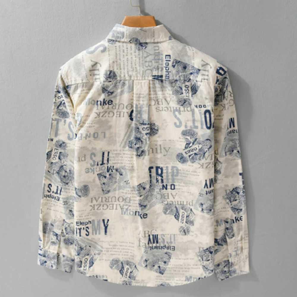 Mens Pure Cotton Long Sleeve Printed Shirts Spring Autumn Comfortable Mens Clothing fashion daily wear Casual shirt for man W250224