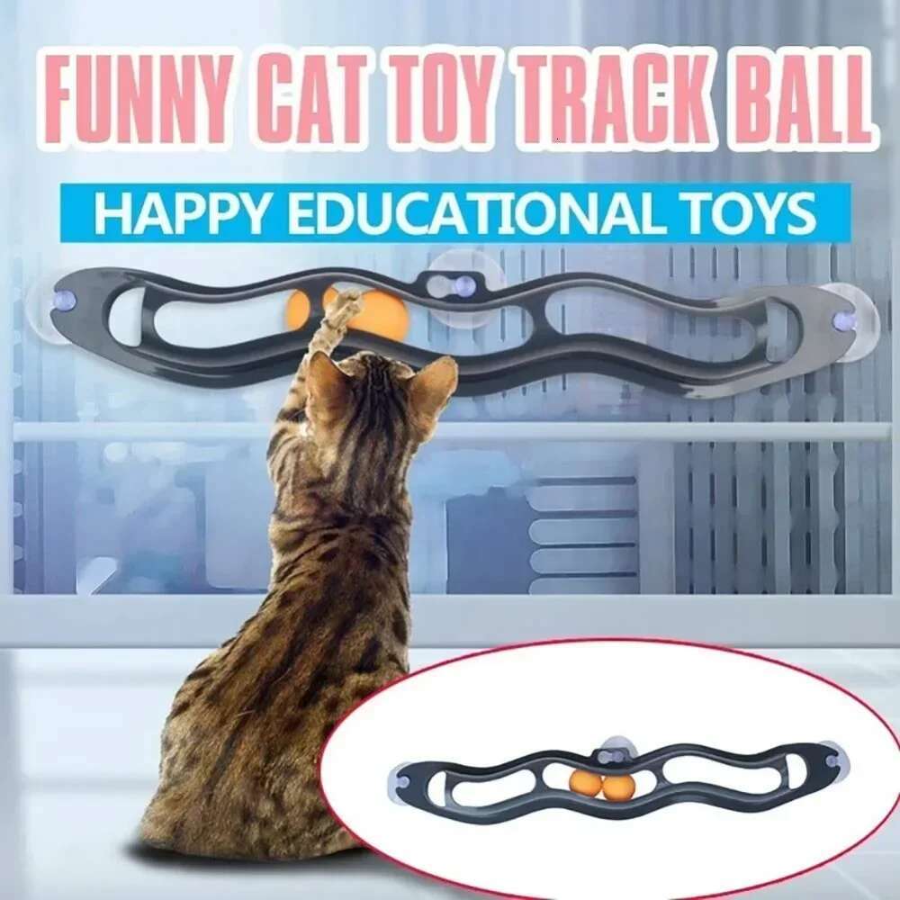 Plastic Sucker Track Ball Pet Accessories Window Table Tennis Adsorption Glass Toy Funny Cat Educational Toys Supply