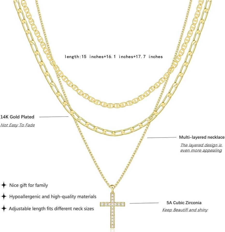 Cross Necklace for Wen Stackable Stacked Stacking Layering Layered Necklaces Gold Necklace Cross Pendant Diamond Jewelry Gift X250224