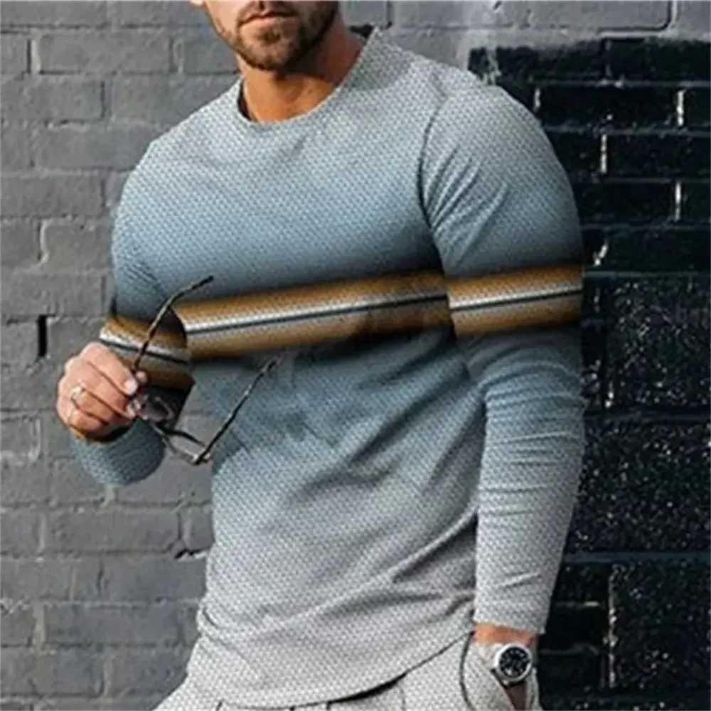 3D Digital Printing T-shirt Street Trend Long Sleeved O-neck Pullover T-shirt Large Men Long Sleeved Casual Sports Men Clothing W250224
