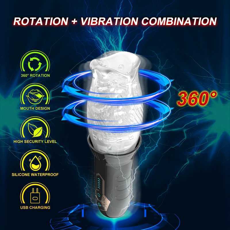 Automatic Electric 360 Rotating Sucking Male Blowjob Piston Masturbator Cup Vagina Real Oral Vibrator Sex Toys for Adults MenW250224