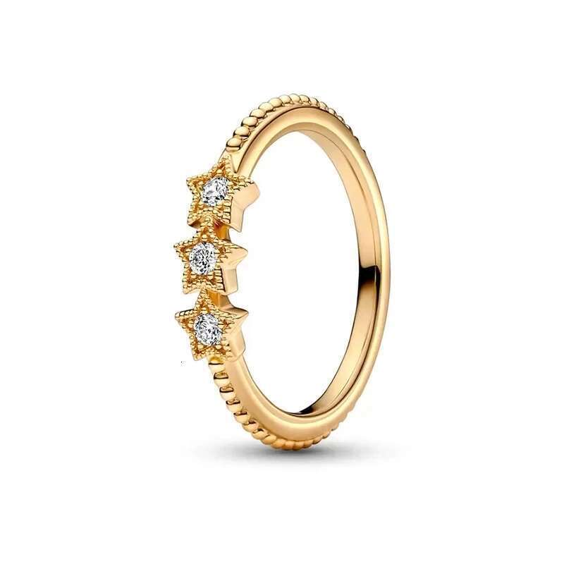925 New Hot Sale Shining Crown Star Love Heart Gold Ring Style Suitable For Classic Fashion Princess Jewelry