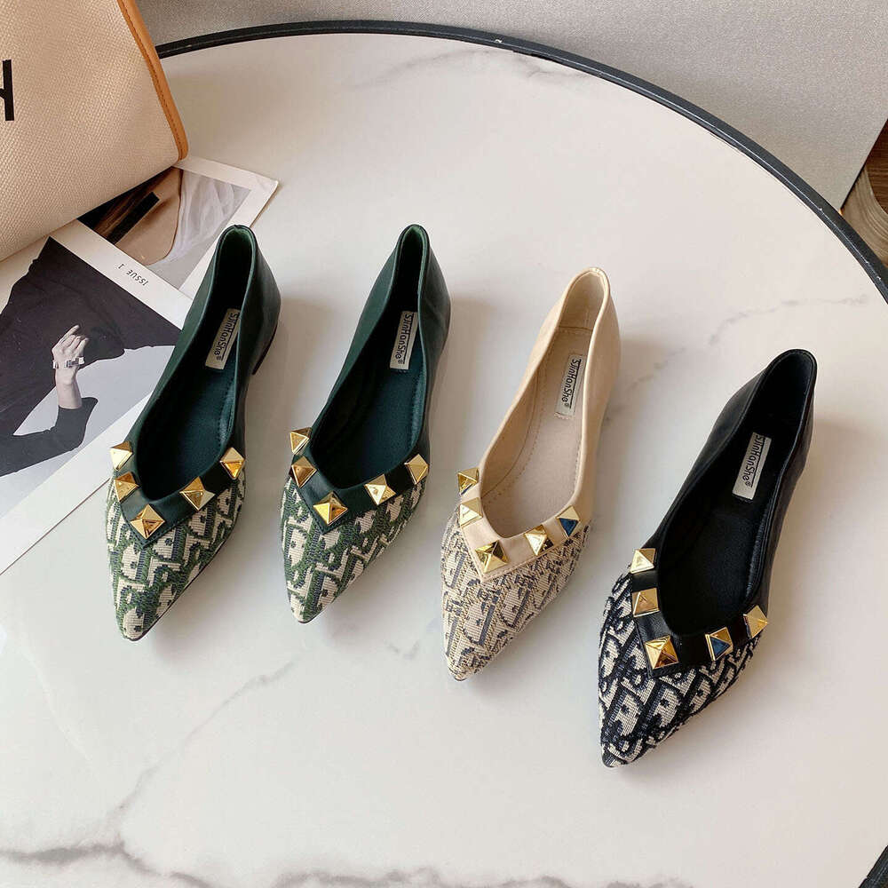 High Heel Autumn New Punk Rivet Pointed Soft Bottom Comfortable Muller Single Shoe