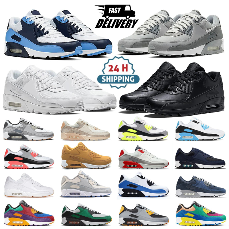 90 designer shoes 90s Mens shoes Running Shoes Triple Black Mesh Leather White Yellow Grey Moss Green Volt Obsidain Desert Camo Wolf Navy sneakers