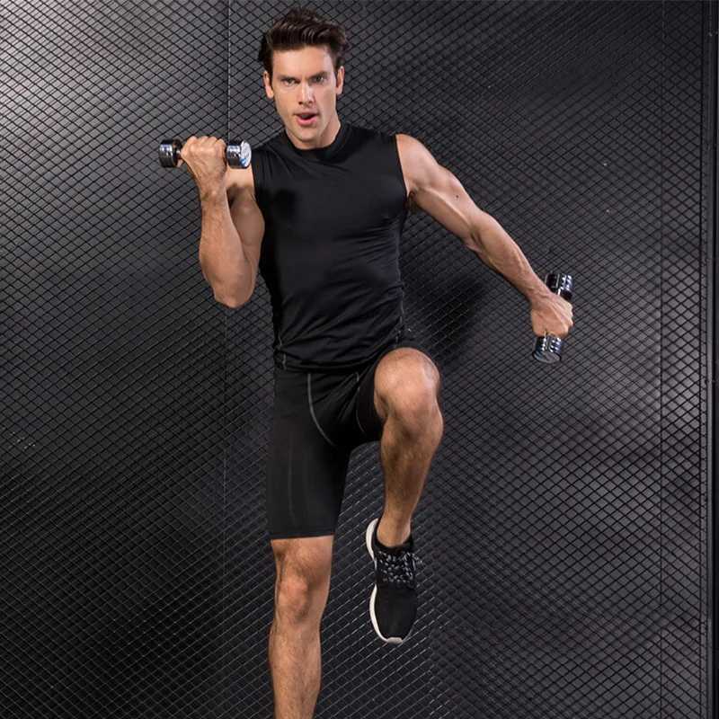Men's Tank Tops Mens Gym T-Shirt Bodybuilding Basketball Tank Top Mens Quick Dry Compression Sleeveless Shirt Fitness Singlets Vest Male Clothes 