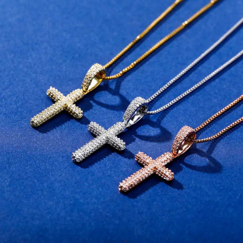 TOPGRILLZ 925 sterling silver zircon cross pendant fashionable hip-hop jewelry X250224