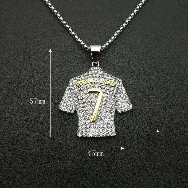 Stainless steel titanium football T-shirt pendant Ronald No. 7 hip-hop necklace mens fan jewelry necklace X250224