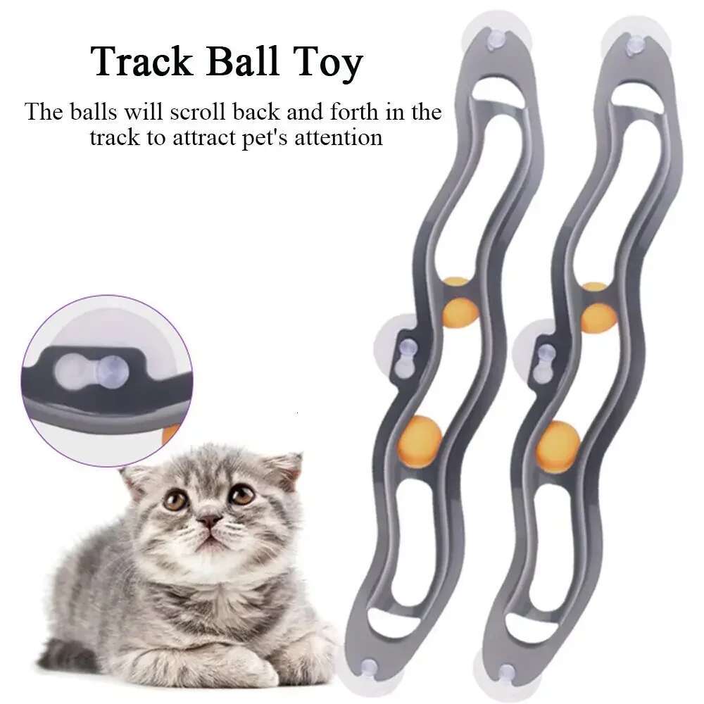 Plastic Sucker Track Ball Pet Accessories Window Table Tennis Adsorption Glass Toy Funny Cat Educational Toys Supply