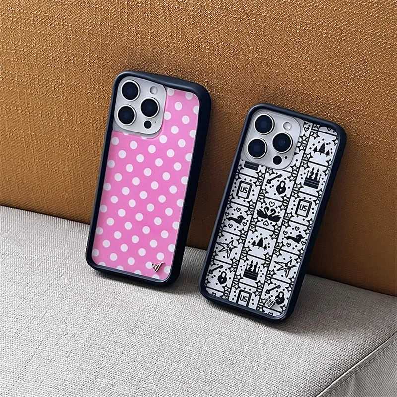 Wildflower cute Polka Dot Love plaid phone case iPhone13 Pro 14 Pro 15 Pro 14plus 16promax 12 WF acrylic stylish back cover X250224