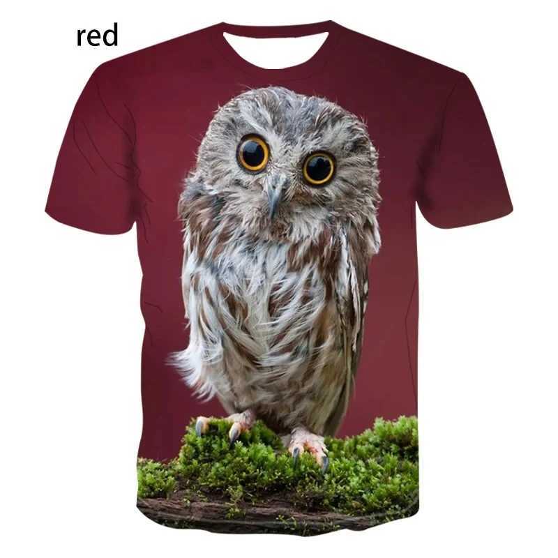 Mens Womens Fashion Printing Owl 3D Men T-Shirt Summer Cute Bird Pattern Short Sleeves Animal Tee W250224