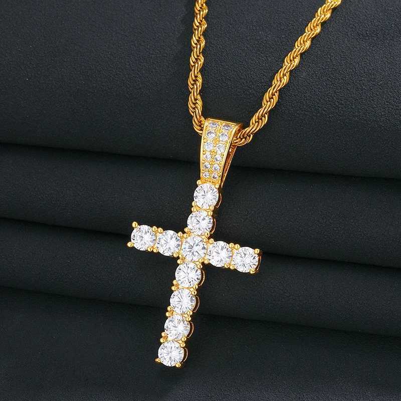 5mm Tennis Cross Pendant Hip Hop Jewelry Fly Mo Silica Pendant Necklace with Exquisite Jewelry Tennis Chain X250224