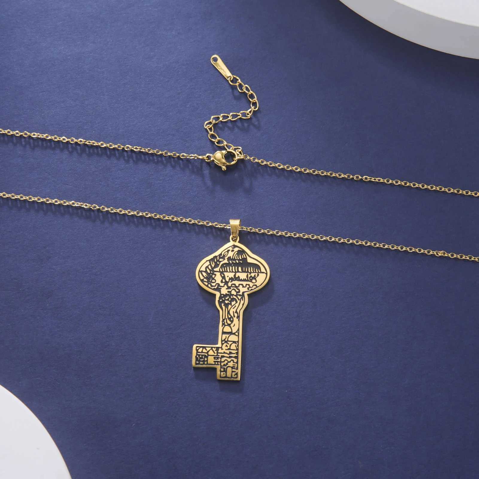 Cazador Vintage Arabic Islamic Key Pendant Necklace for Wen Men Stainless Steel Chain on Neck Jewelry s Mother Gift X250224