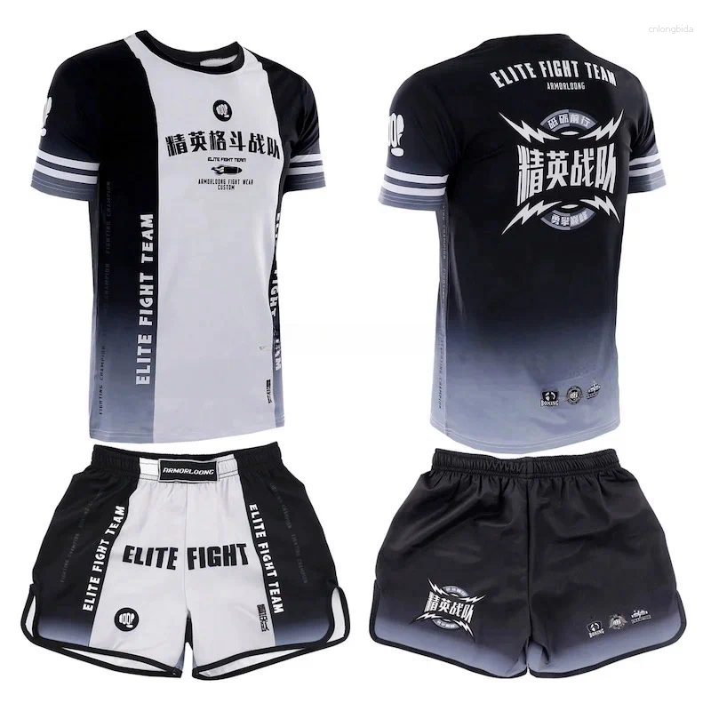 Mens Tracksuits Muay Thai Shorts and Shirt Set - Multi-Color Cage Fighting Kickboxing Boxing Gym Training Uniform football tracksuit