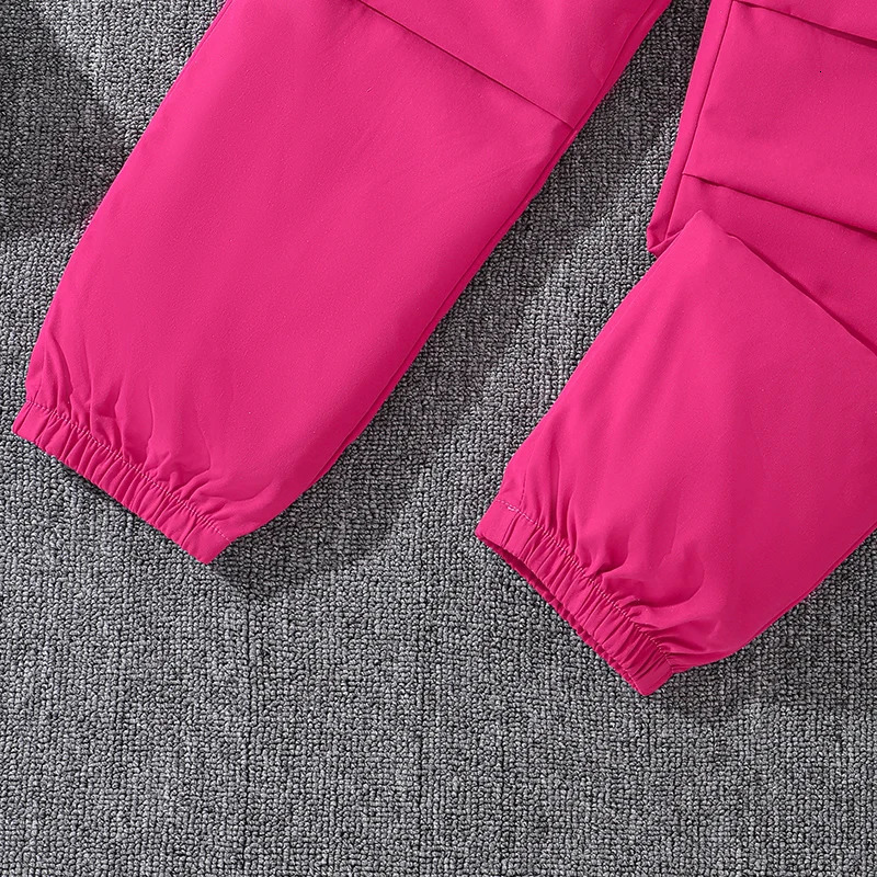 Children Casual Clothing Outfits For Girls Black Pullover Hoodie And Rose Red Pants Sports Loose Comfortable Style Daily Suits 250224