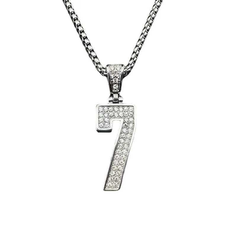 Stainless Steel Titanium Hip Hop Number 7 Bling d Out Pendant Collar Chain Necklace for Men Wen Couple Gift Fashion Jewelry X250224
