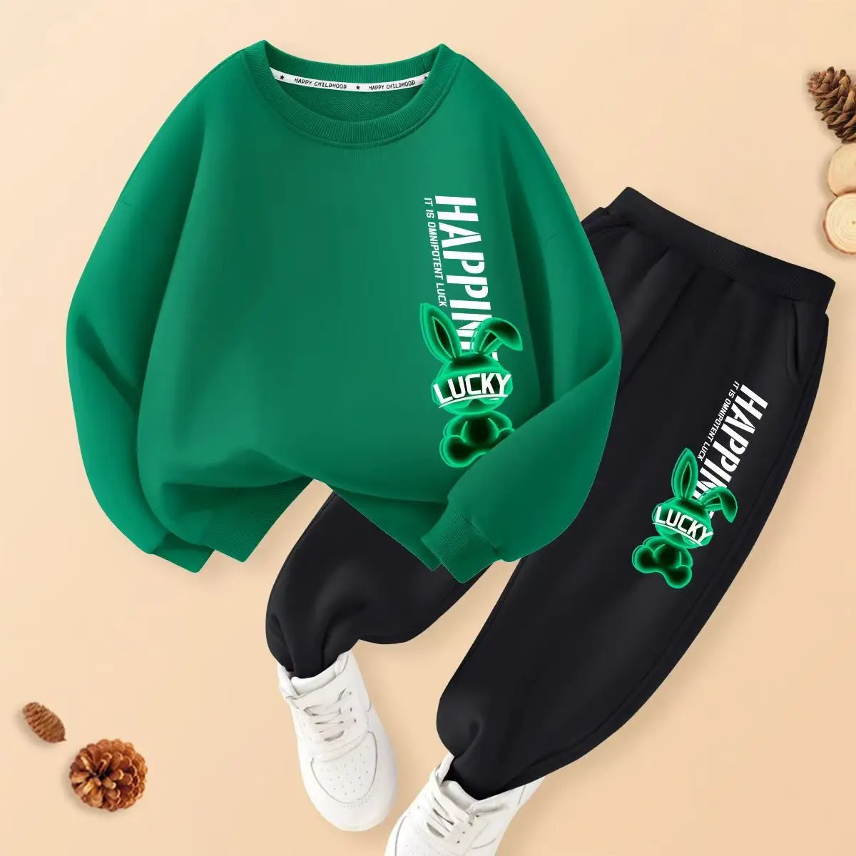Autumn Baby Girls Clothes Set Kid Boy Cartoon Printed Sweatshirt Pullover And Pants 2pcs Suit Children Top Bottom Tracksuit 250224
