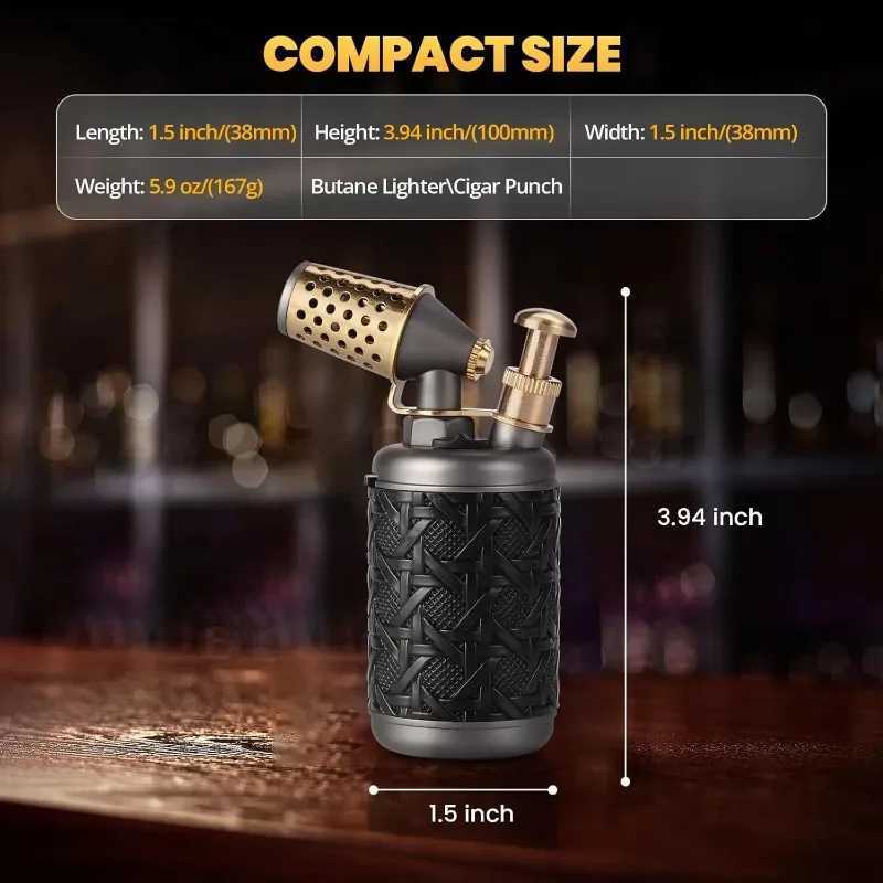 Torch lighter refillable butane cool luxury vintage isqueiro adjustable Blue Jet Flame Cooking cigar lighters no gas includedT250224