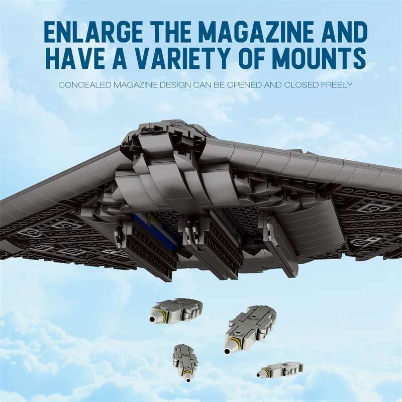 Military Technical USA B2 Stealth Ghost Bomber Fighter Building Blocks World War WW2 Specia Missile Model Bricks Kids Toys - view 4