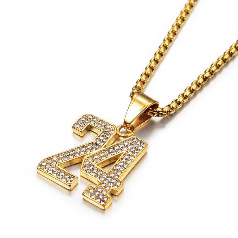 Hip Hop d Out Letter 24 Basketball Pendant Necklace For Wen Men Gold Color Stainless Steel Chains Hiphop Jewelry X250224