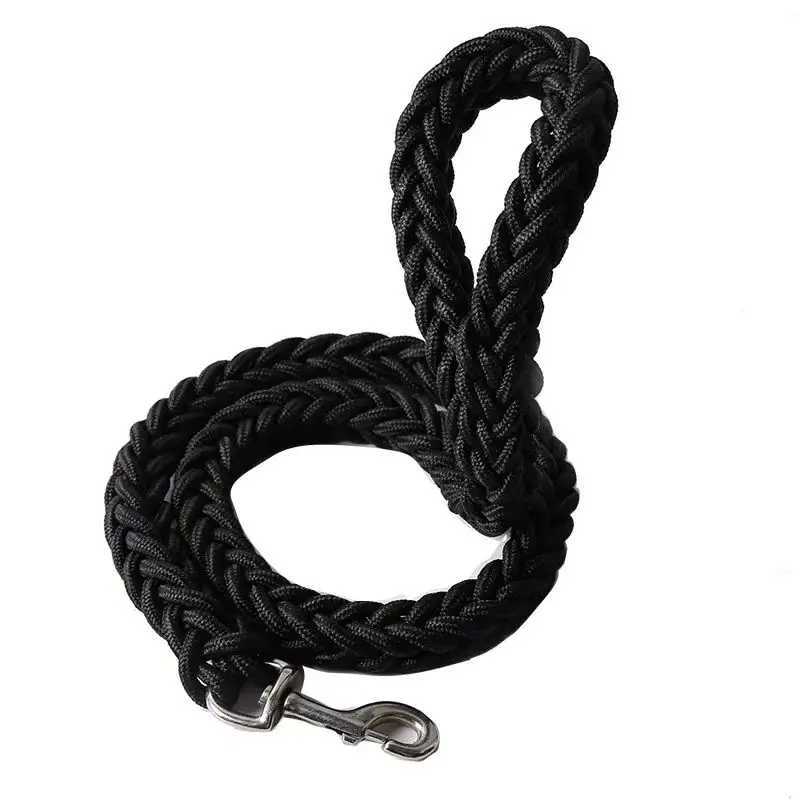 Large Dog Leash Nylon Braided Traction Rope Pet Walking Thick Hand Rope For Bulldog Rottweiler Hound Dogs Accessories Y250704