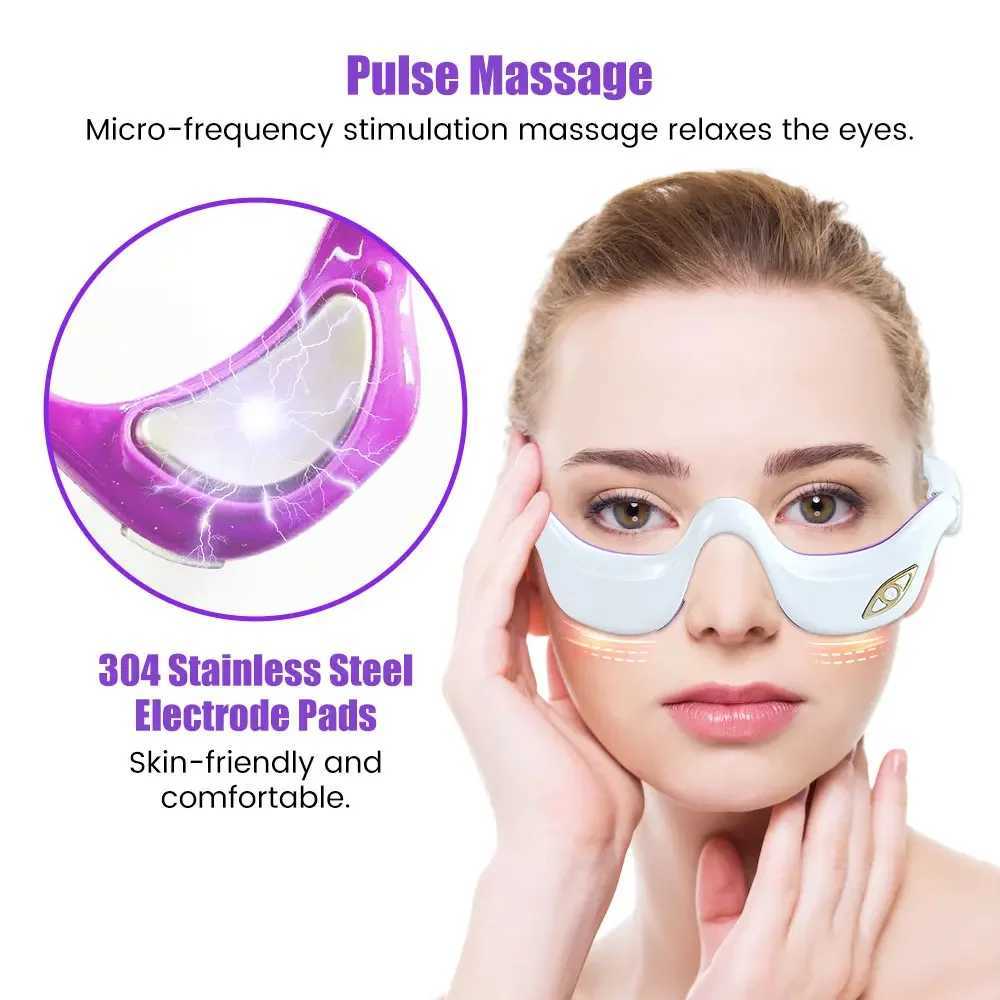 Under Eyes Red Light Therapy Massager GlassesMicrocurrent Eye Beauty Device Eyes Bag Remove Reduce Dark Circles PuffinessXJ250224