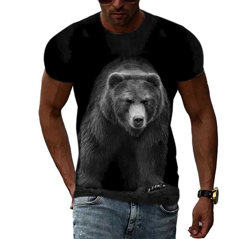 Summer Animal 3D Printing Cool Bear Mens T-shirt 202 Summer Punk Rock Fitness Street Fashion Casual Tops W250224