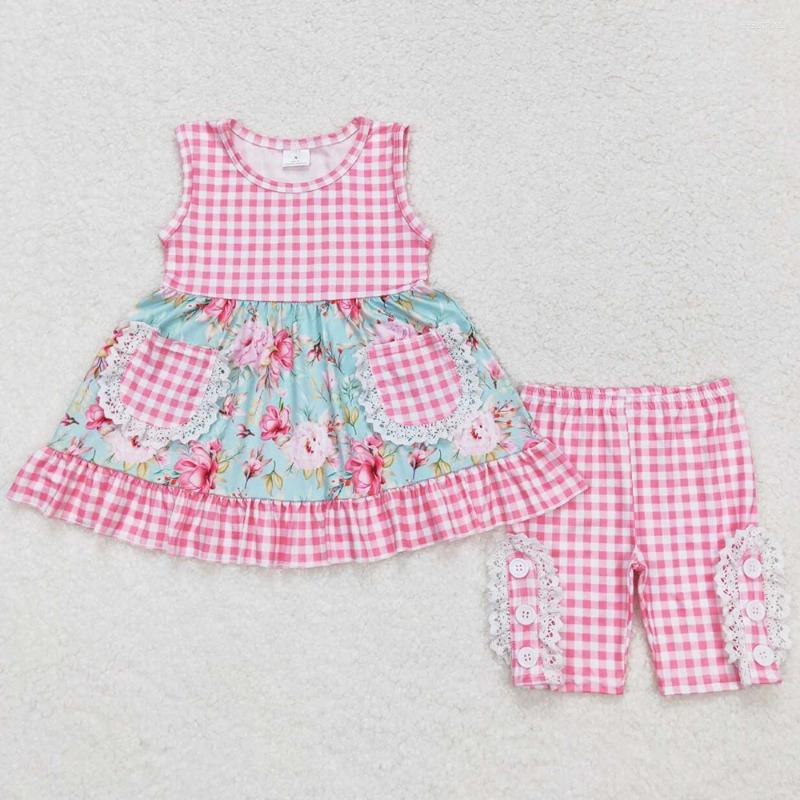Clothing Sets Baby Girls Clothes Flowers Tunic Tops Pink Shorts Summer Fashion Kids Designer Boutique Outfits