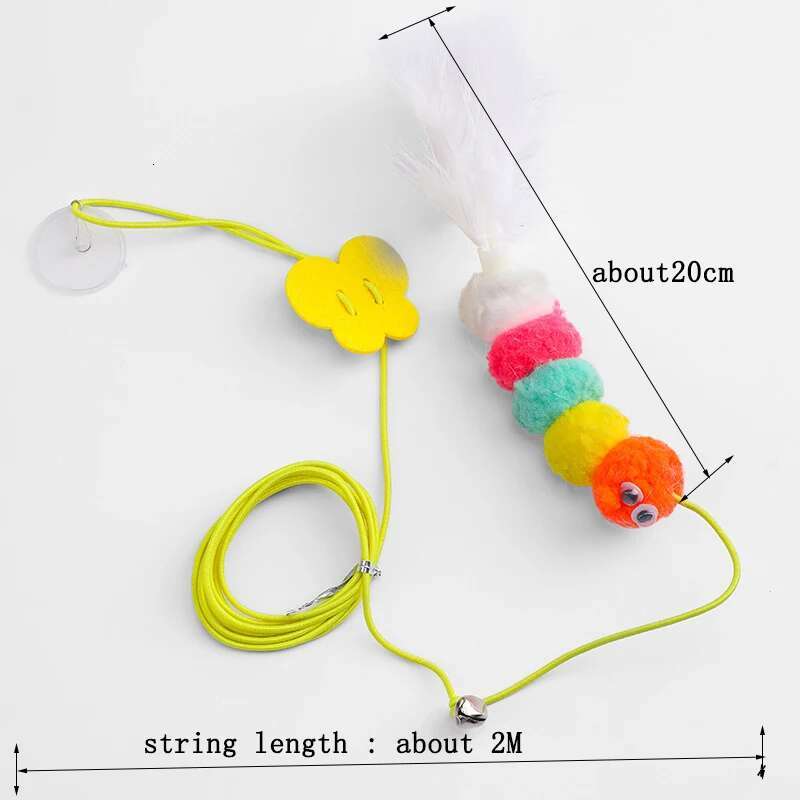 Pet Cat Toys Funny Kitten Self -hi Elastic Rope Dragoy Shape Feather Bell Teasing Stick Hanging Swing Thousands