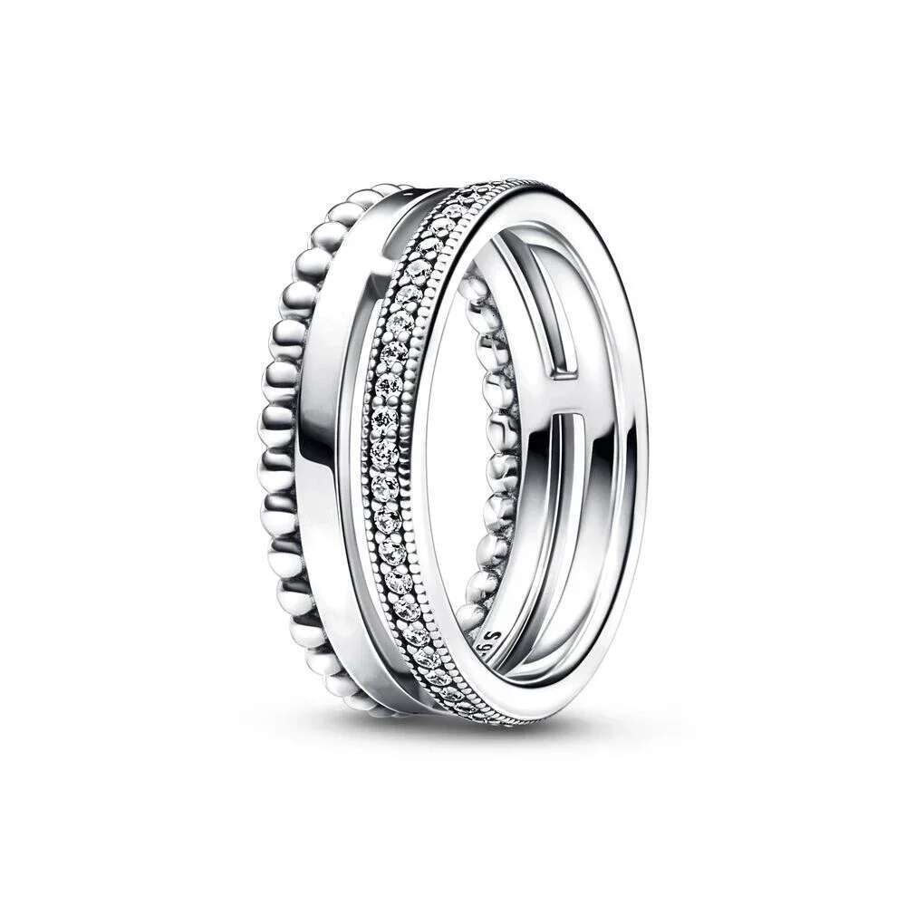 925 2022 High-Quality Original Sterling Silver pretty Regal Swirl Tiara Signature Ring Fit Women Jewelrys