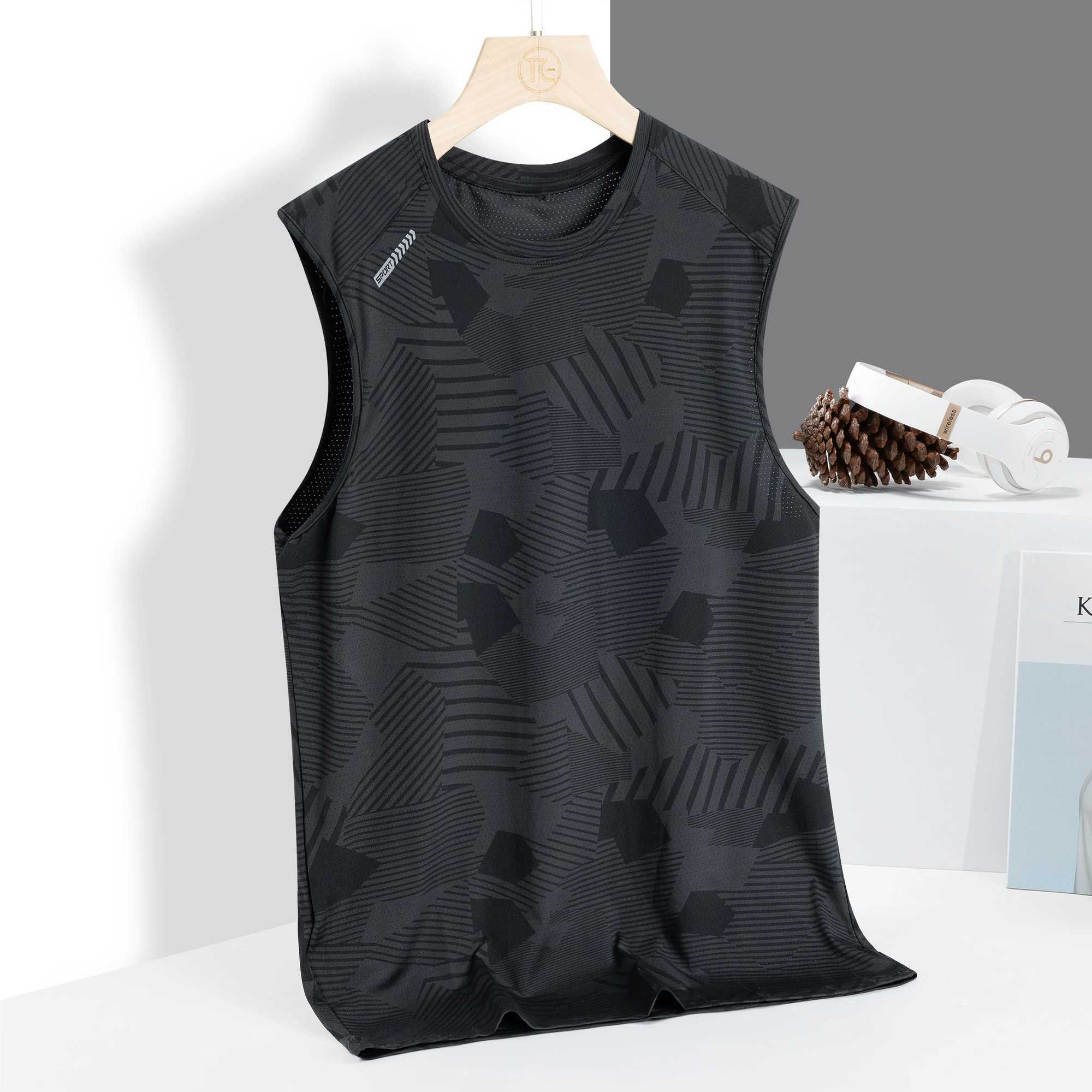Men's Tank Tops Ice vest mens sleeveless camisole short sleeved T-shirt technology fabric quick drying ice feeling thin sports top z250223
