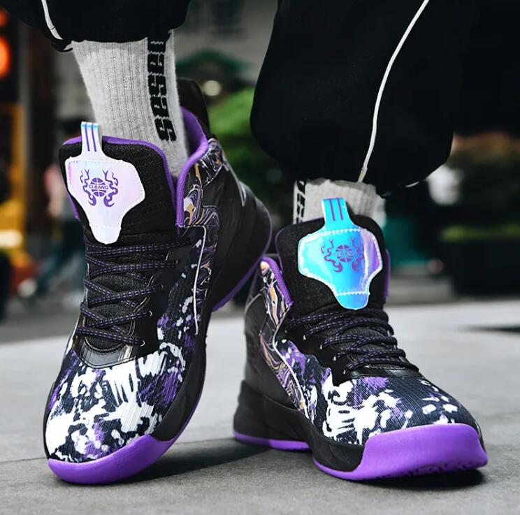 24 Basketball Shoes Black Purple Shock-Absorbing Non-Slip Sports Sneakers 35-45 Z 2.24-2