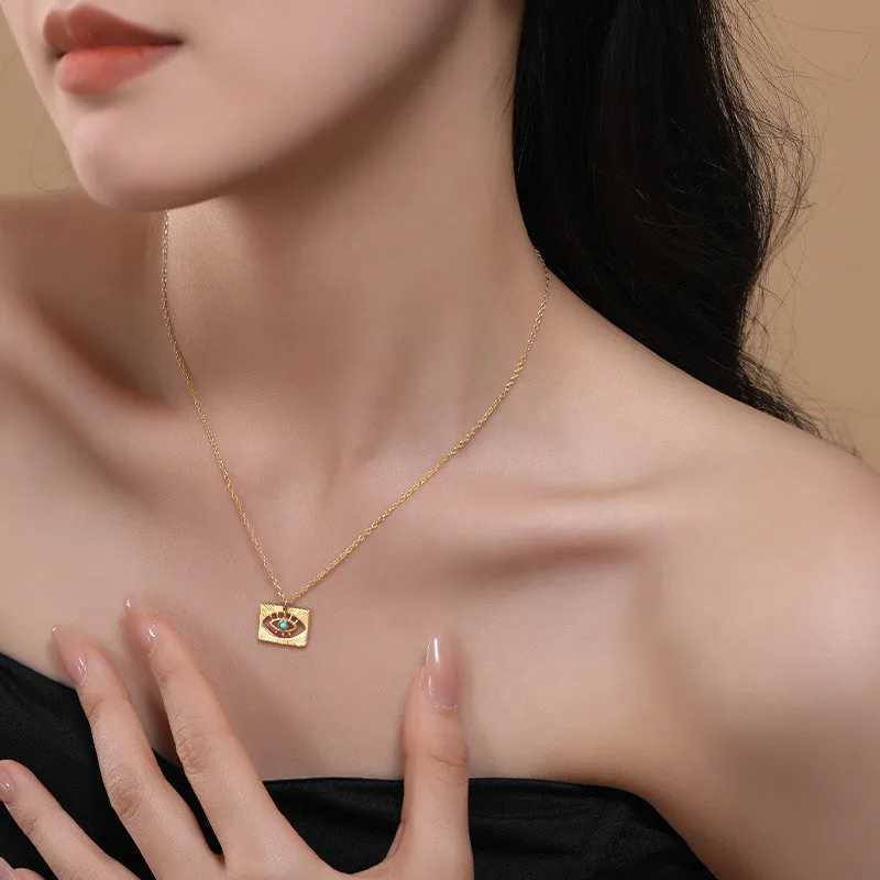 925 Sterling Silver Turquoise Devils Eye Pendant Necklace Hip Hop Party Creative Jewelry Bohen New Trend Collarbone Chain X250224