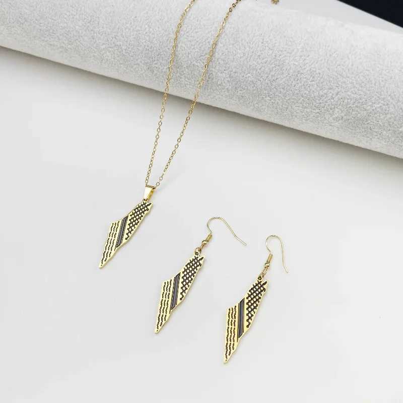 Stainless steel necklace Arabic map scarf Pendant Mens white necklace Middle Eastern accessories Europe and X250224