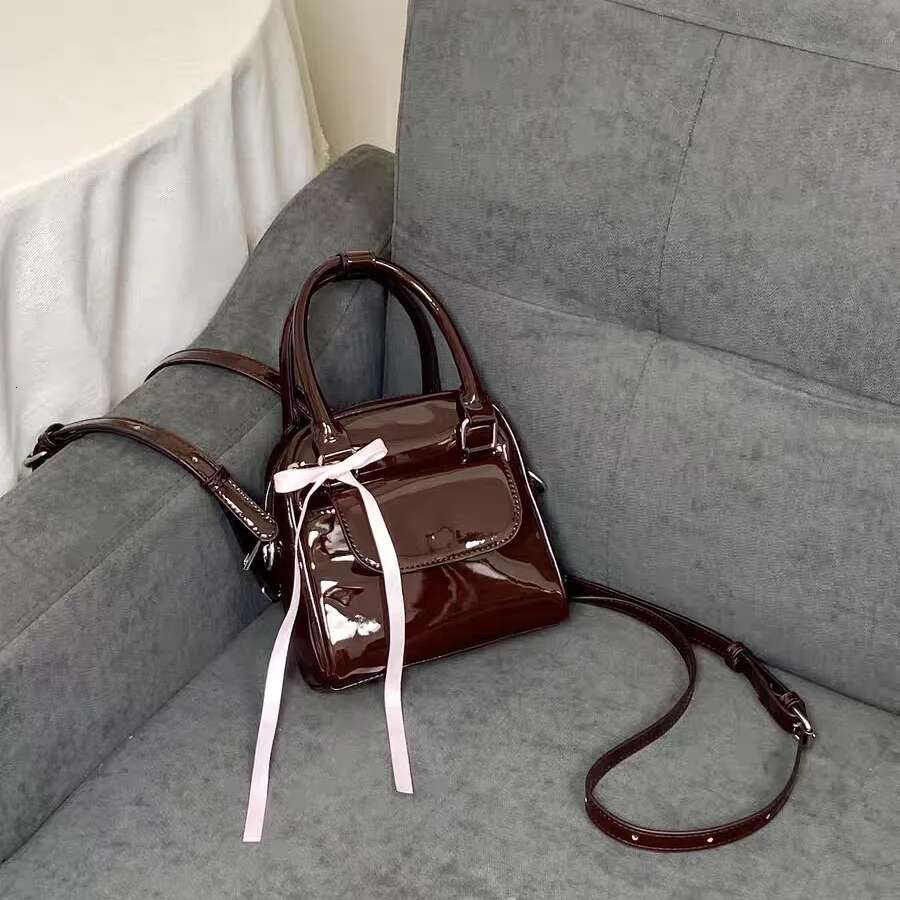 Women Fashion Patent Leather Backpacks Solid Soft Brown Pu Small Handbag Portable Female Commute Square Shoulder Pack Lady Purse2