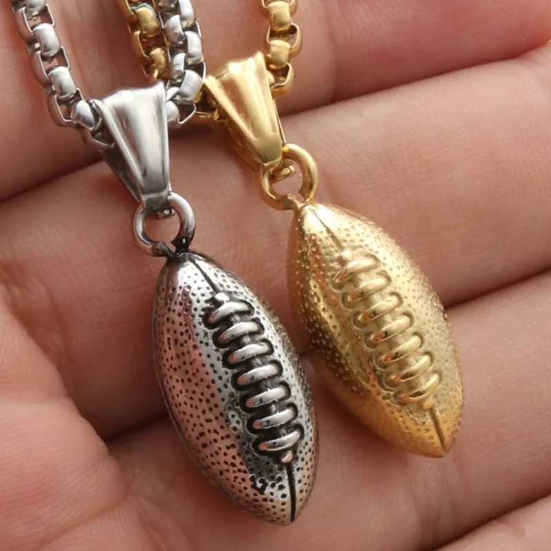Simple Sports Ball Rugby Long Chain Pendant Necklaces For Men Necklaces For Women Creative Gift Jewelry Making Craft X250224