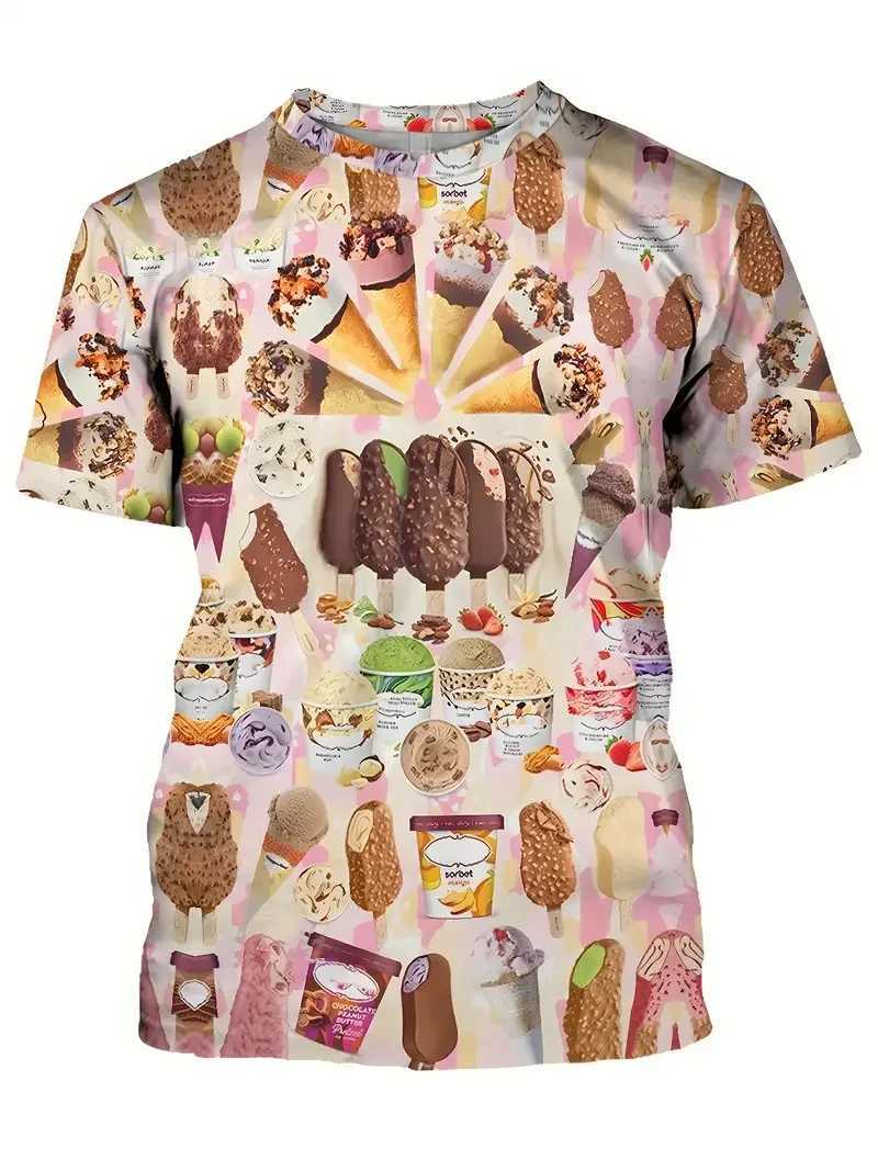 Summer Mens T-Shirt Ice Print Top Short SLeeve 3d T-Shirts Fashion Casual Crew Neck Male Oversized Clothing Pullover W250224