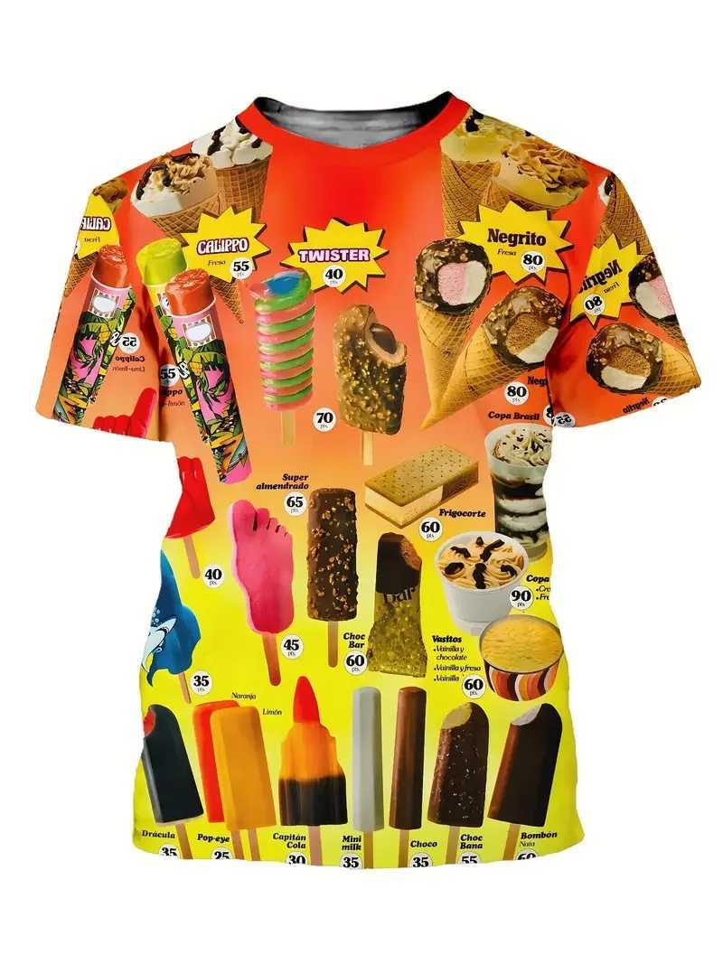 Summer Mens T-Shirt Ice Print Top Short SLeeve 3d T-Shirts Fashion Casual Crew Neck Male Oversized Clothing Pullover W250224