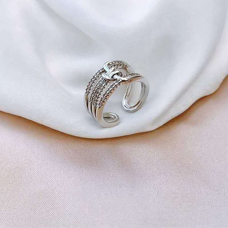 New Cool Style Plain Open for Women with Adjustable Zircon Inlay Design, Light Luxury Ring