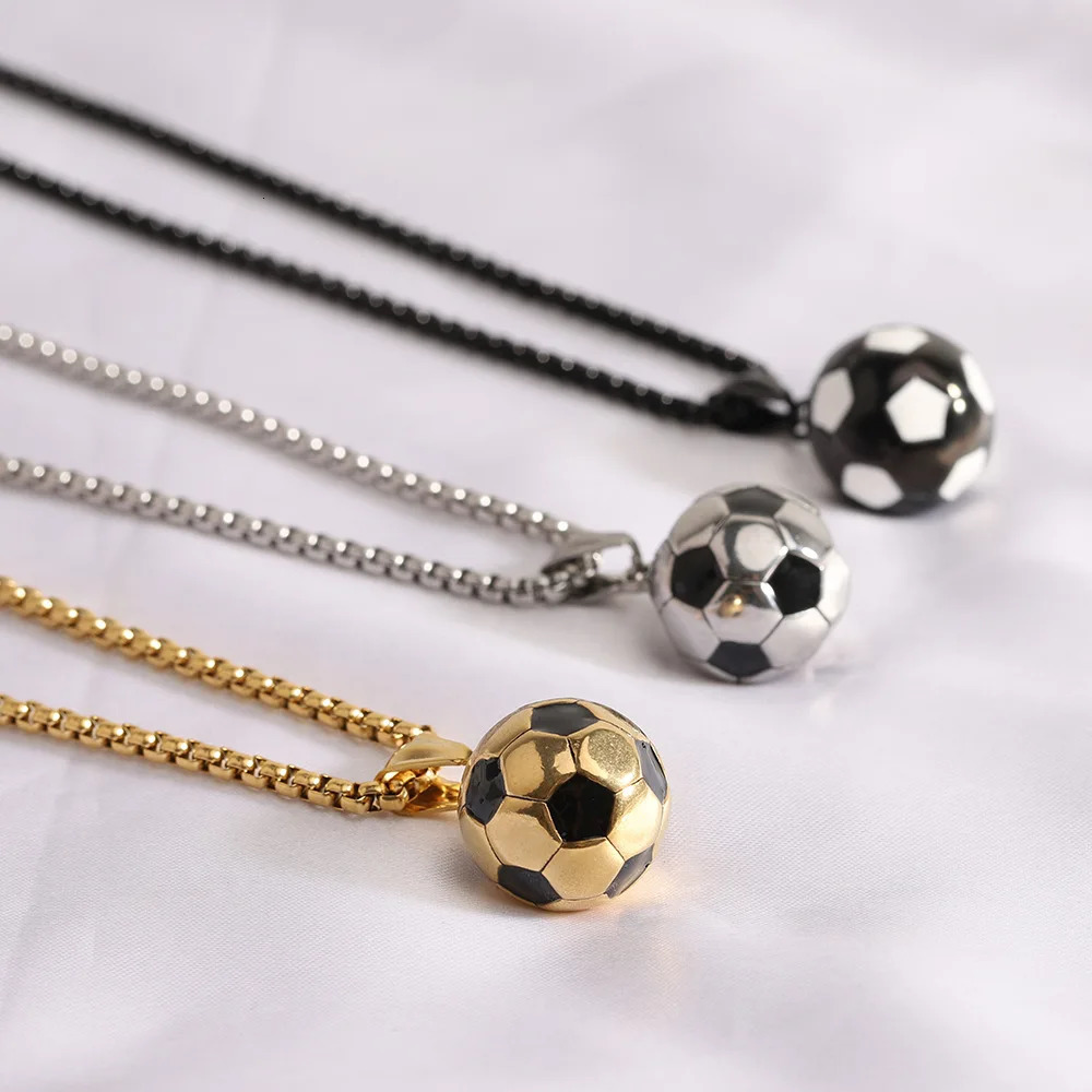 HNSP Stainless Steel Football Pendant Chain Necklace For Men Boy Jewelry Soccer Accessories Birthday Gift 250117