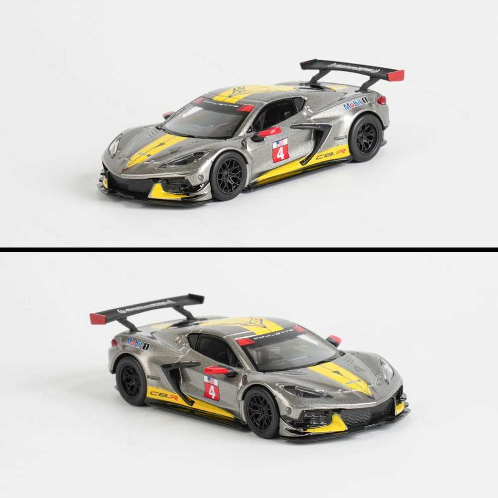 Diecast Motor Sport Classic: Authentic Tuesday 1/43rd Corvette C8R Speedster Model Encased within a Transparent Showcase