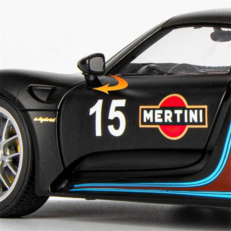 1 18 918 Spyder Martini Alloy Sports Car Model Diecasts Metal Toy Racing Car Vehicles Model Simulation Sound and Light Kids Gift Z250224